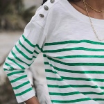 T Shirt Freeman T Porter femme Thiane Stripes blanc rayé vert