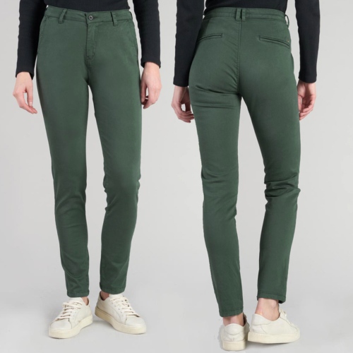 Pantalon chino femme Le Temps des Cerises Dyli vert