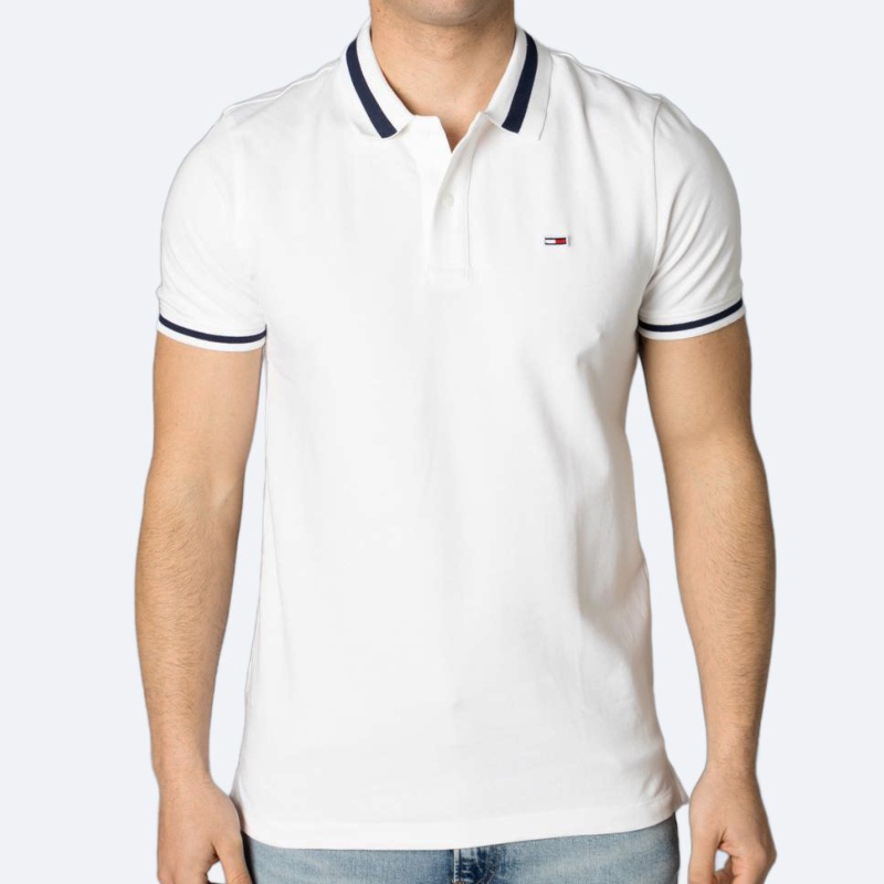 Polo Tommy Hilfiger homme blanc avec liserés sur col