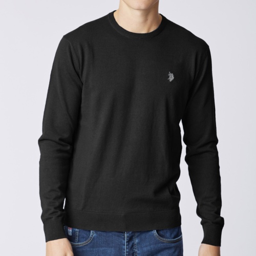 Pull coton cachemire Us Polo Assn homme Leon noir