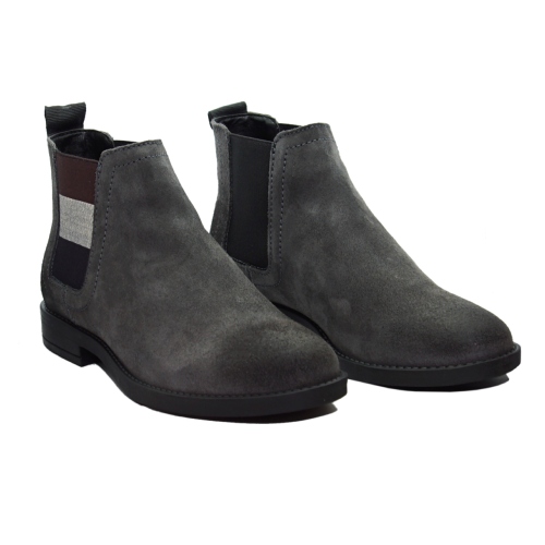 Chaussures Bottines Tommy Hilfiger Chelsea en cuir daim gris anthracite