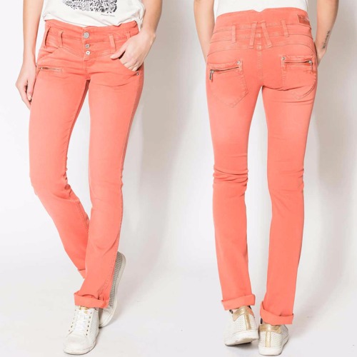 Jean femme Freeman T Porter Amelie Magic Color orange paprika en promo