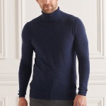 Pull col roulé Superdry homme en laine d'agneau bleu marine