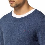 Pull homme Tommy Hilfiger en coton chiné bleu sodalite blue, col rond