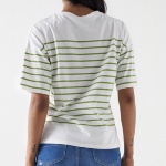 T Shirt Salsa Jeans femme blanc rayé vert