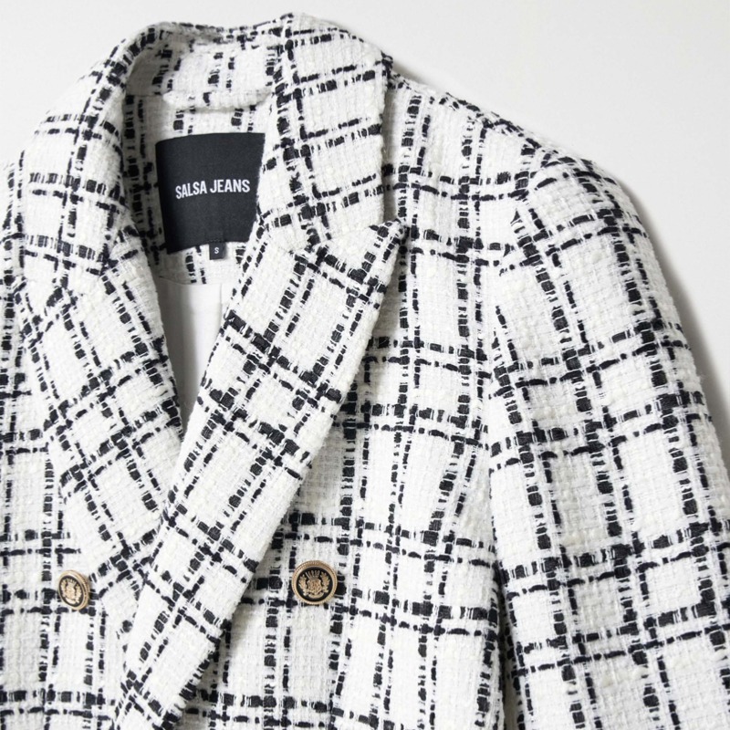 Veste blanche rayée noir outlet