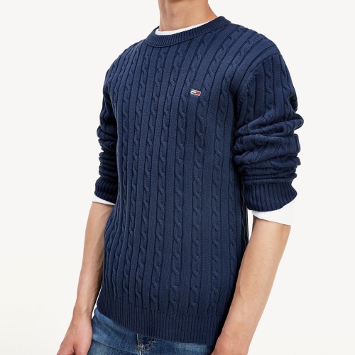 Pull Tommy Jeans homme en maille torsadée bleu marine