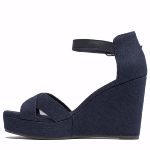 Chaussures compensées Tommy Hilfiger femme modèle Lively bleu marine