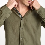 Chemise en lin kaki Le Temps des Cerises Rodes pour homme