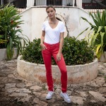 Jean rouge Freeman T Porter Alexa Magic Slim pour femme