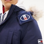 Parka Tommy Jeans homme bleu marine avec col fourrure