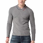 Polo Tommy Hilfiger homme manches longues modèle Paddy gris