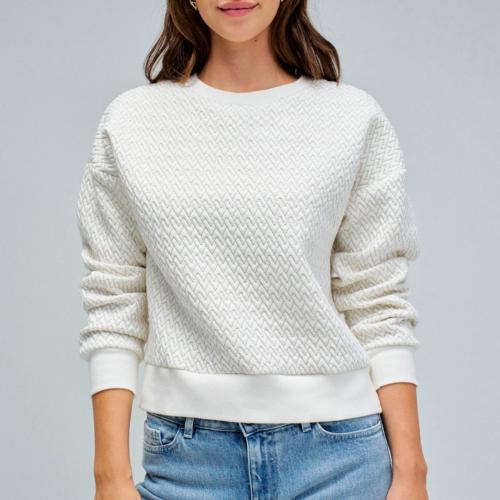 Sweat Salsa Jeans femme blanc motifs brodés or