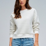 Sweat Salsa Jeans femme blanc motifs brodés or