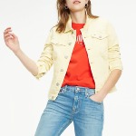 T Shirt crop top femme Tommy Hilfiger / Tommy Jeans rouge logo brodé