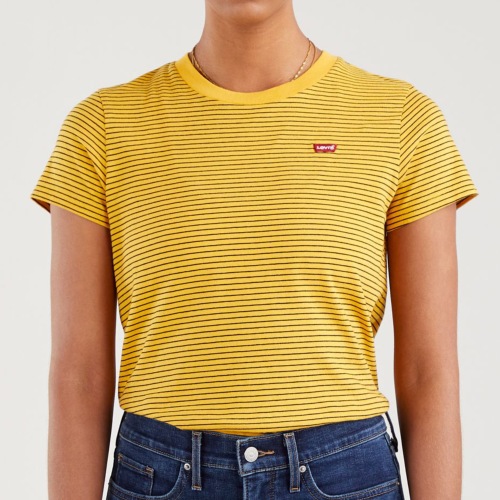 T Shirt femme Levi's ® Perfect Tee jaune rayé noir