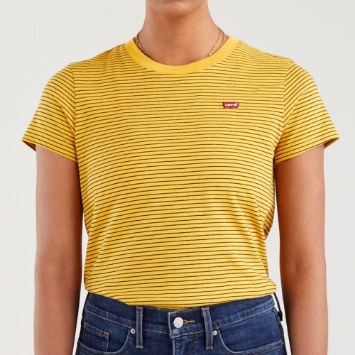 T Shirt femme Levi's ® Perfect Tee jaune rayé noir