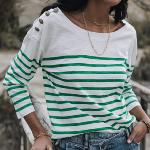 T Shirt Freeman T Porter femme Thiane Stripes blanc rayé vert