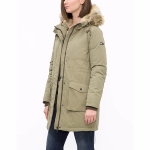 Parka femme Tommy Hilfiger beige kaki avec fourrure amovible