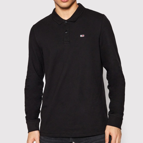 Polo Tommy Hilfiger Jeans homme noir à manches longues