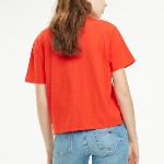 T Shirt crop top femme Tommy Hilfiger / Tommy Jeans rouge logo brodé