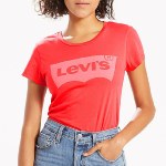 T Shirt Levis femme perfect tee blanc logo batwing Levi's rouge