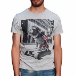 Tee Shirt Japan Rags homme modèle Superdog en coton gris clair
