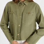 Veste en jeans kaki Le Temps des Cerises Manuela