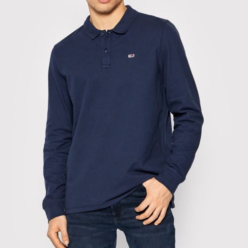 Polo Tommy Hilfiger Jeans homme bleu marine à manches longues