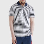 Polo rayé Tommy Hilfiger Jeans homme bleu marine et blanc