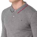 Polo Tommy Hilfiger homme manches longues modèle Paddy gris