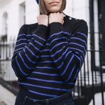 Pull Freeman T Porter femme Pansy Stripes noir et bleu