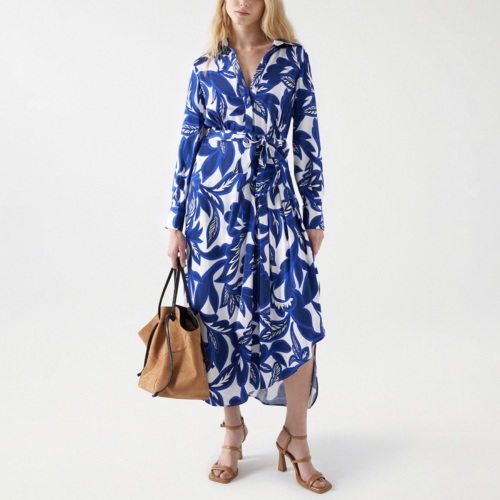 Robe Légère Blanche à Motifs Bleus ZANZEA - Taille M/38 - Longueur Midi - Neuve Avec étiquettes