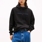 Sweat Tommy Hilfiger Jeans noir logo bleu