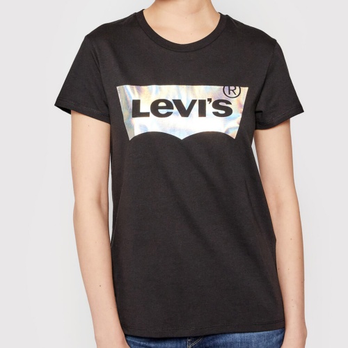 T Shirt Levi's ® femme perfect tee noir logo Levi's argenté
