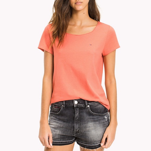 T Shirt femme Tommy Hilfiger Jeans corail