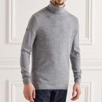 Pull col roulé Superdry homme gris 100% laine merinos