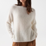 Pull en laine et mohair blanc cassé Salsa pour femme