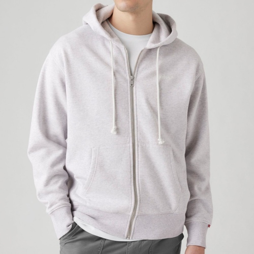 Sweat zippé capuche Levis gris chiné