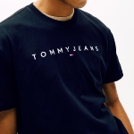 T Shirt Tommy Jeans bleu marine avec logo brodé