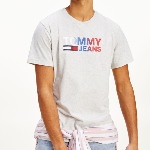 T Shirt Tommy Jeans gris grand logo coloré