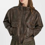 Veste aviateur look cuir Le Temps des Cerises Brownie