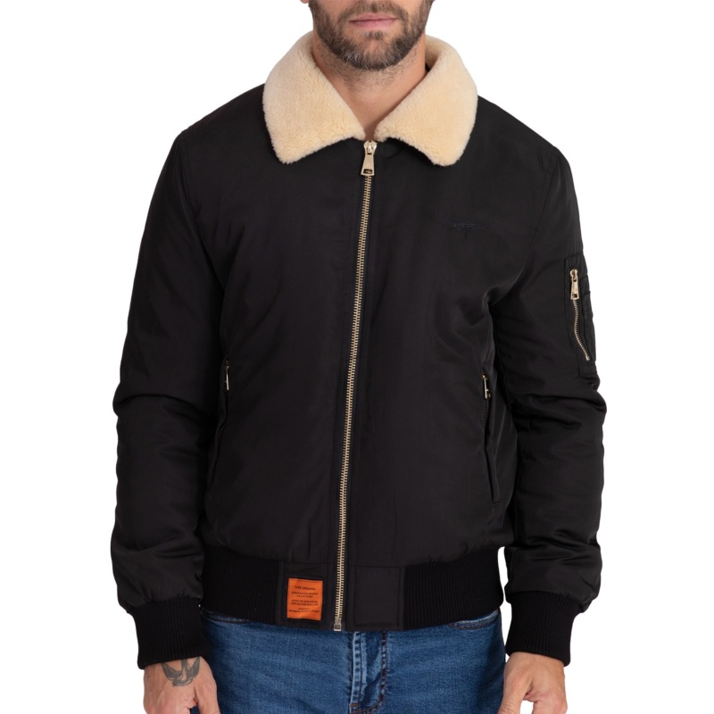 Blouson bomber zippé à col façon sherpa Bombers Original