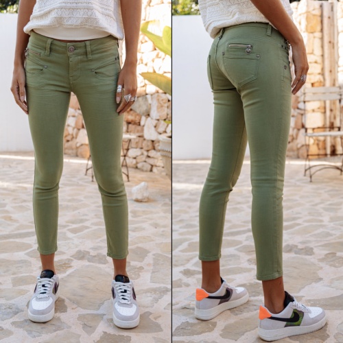 Jean 7/8 éme femme Freeman T Porter Alexa Cropped turf green