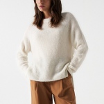 Pull en laine et mohair blanc cassé Salsa pour femme