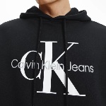 Sweat à capuche Calvin Klein Ck Jeans homme noir logo blanc et gris