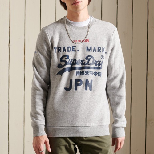 Sweat Superdry homme Vintage Logo American Classic gris