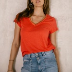 T Shirt en lin rouge Freeman T Porter Taile 