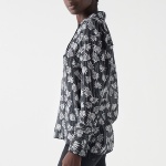 Blouse Salsa noire avec motifs blancs imprimés