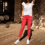 Pantalon 7/8 éme femme Freeman T Porter Alexa Cropped rouge